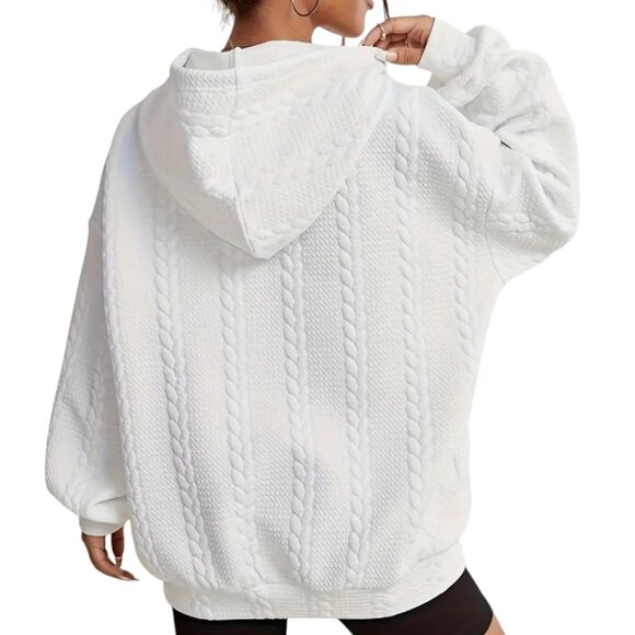 Plus Casual Cozy 100% Polyester Pocket Drop Drawstring Pullover - Picture 2 of 13